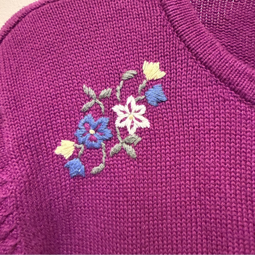 Vintage Northern Getaway Purple 100% Cotton Embroidered Cardigan L - Picture 3 of 7
